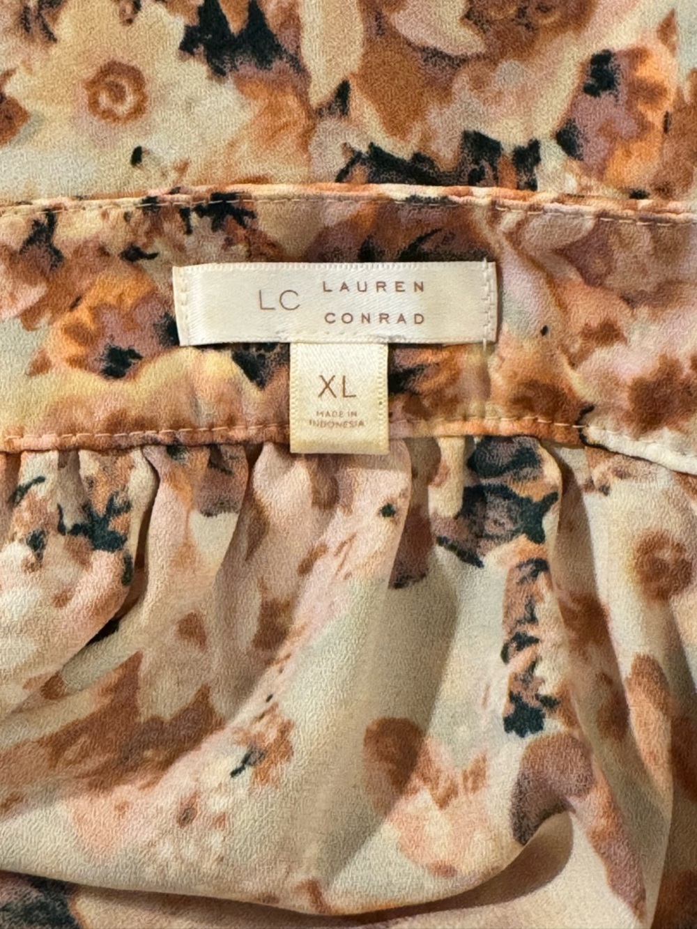 LC Lauren Conrad Peach Floral Square-Neck Blouse - Picture 8 of 10